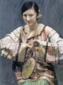 zg053cD172 Chinese painter Chen Yifei Girl